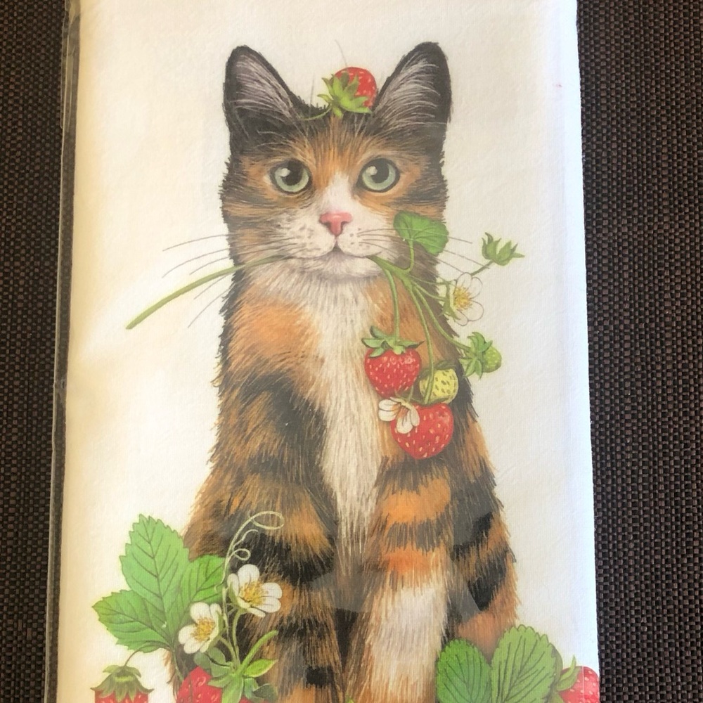 New Mary Lake Thompson Flour Sack Calico Cat Tea Towel